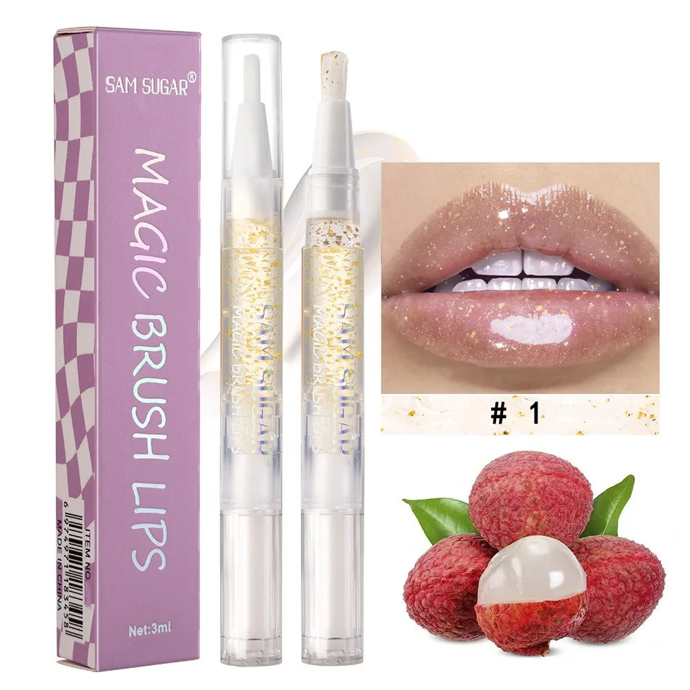 Brillant à lèvres rotatif au miel de fruits, hydratant, scintillant, miroir scintillant, liquide, perle, huile, teinte, maquillage
