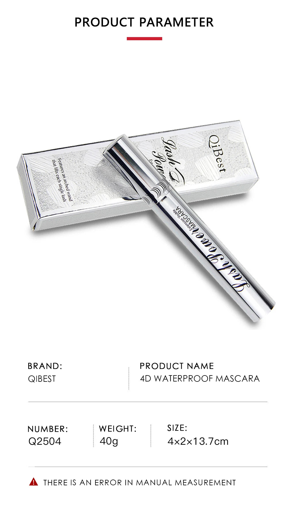 QIBEST-Mascara 4D noir pour extension de cils, imperméable, fibre optique, lifting, allongement, maquillage durable, rimel