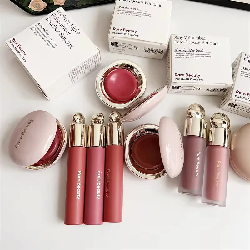 Crème fondante de beauté Rare, fard à joues, Texture nacrée mate, surligneur à paillettes, brillant, nourrissant, hydratant, brillant à lèvres