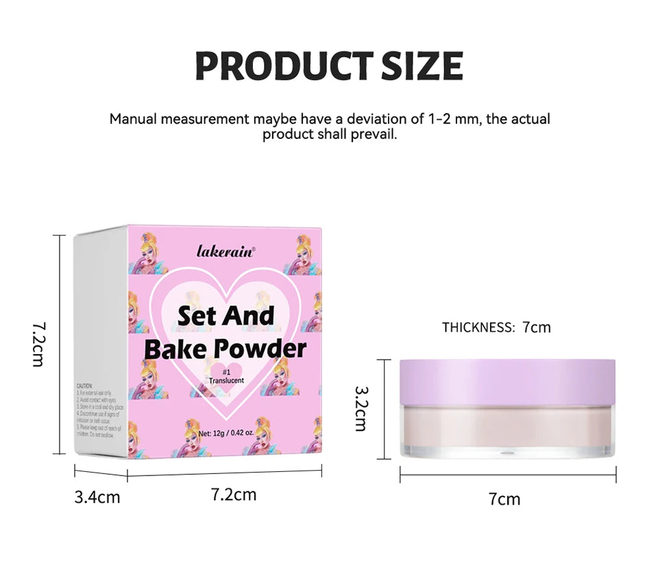 Lakerain poudre à réglage délicat durable sans perte contrôle du maquillage verrouillage de l'huile humidité créer un maquillage de Base de pores zéro
