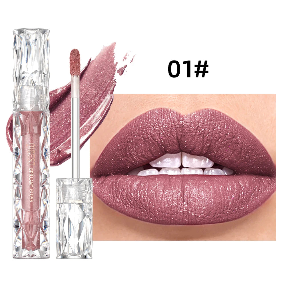 QIBEST diamant liquide rouge à lèvres hydratant longue durée violet scintillant imperméable brillant à lèvres cosmétiques mat paillettes rouge à lèvres